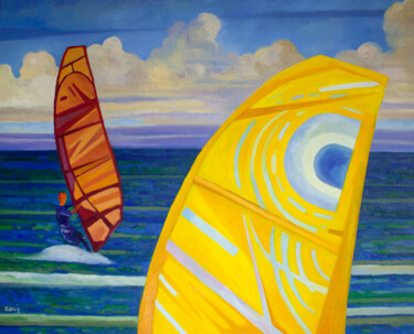 Pintura intitulada "Yellow Sail" por Piotr Kieruj, Obras de arte originais, Óleo