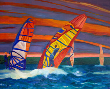 Pittura intitolato "Force, wind, speed" da Piotr Kieruj, Opera d'arte originale, Olio