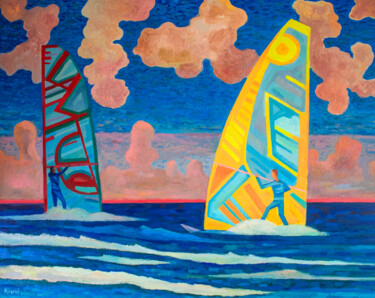 Pittura intitolato "Balance at sea" da Piotr Kieruj, Opera d'arte originale, Olio