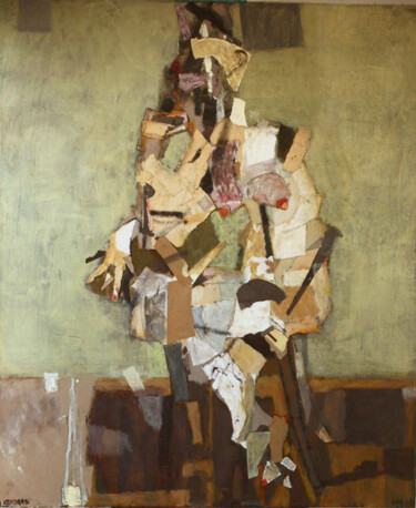 Malarstwo zatytułowany „Siedząca” autorstwa Piotr Kondrad, Oryginalna praca, Olej Zamontowany na Drewniana rama noszy