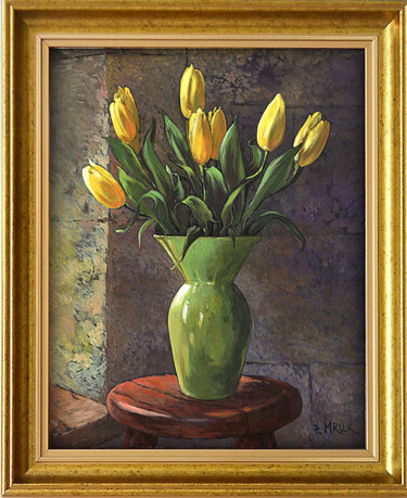 Malerei mit dem Titel "Żółte tulipany.jpg" von Piotr Mruk, Original-Kunstwerk, Öl