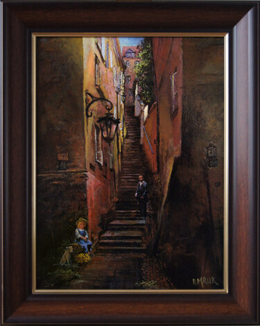 Painting titled "Kamienne schodki 1.…" by Piotr Mruk, Original Artwork, Oil