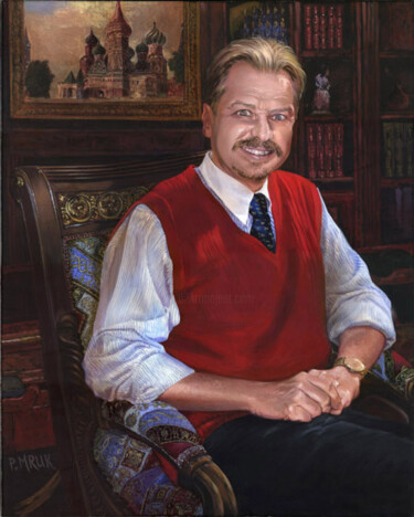 Painting titled "Portret mężczyzny.j…" by Piotr Mruk, Original Artwork, Acrylic