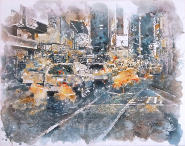 NYC Trafic Painting titled "NYC Trafic" by Piotr Piecko, Original Art, Acrylic