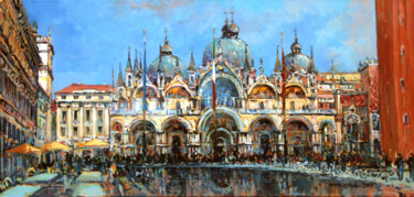 Malarstwo zatytułowany „Venice, Piazza San…” autorstwa Piotr Rembielinski, Oryginalna praca, Olej