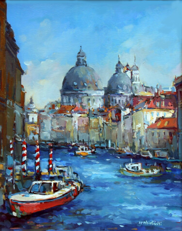 Peinture intitulée "Venice, Canal Grande" par Piotr Rembielinski, Œuvre d'art originale, Huile