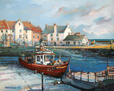 Картина под названием "Pittenweem, Scotland" - Piotr Rembielinski, Подлинное произведение искусства, Масло