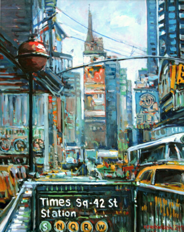 Painting titled "New York Times Squa…" by Piotr Rembielinski, Original Artwork, Oil