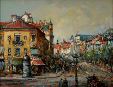 Painting titled "Warsaw, view of the…" by Piotr Rembielinski, Original Artwork, Oil