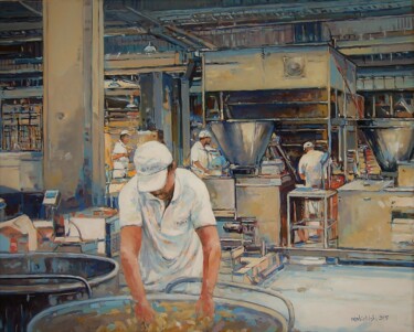 Pintura intitulada "modern bakery 2" por Piotr Rembielinski, Obras de arte originais, Óleo