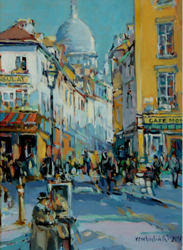 Malarstwo zatytułowany „Paris, Montmartre” autorstwa Piotr Rembielinski, Oryginalna praca, Olej