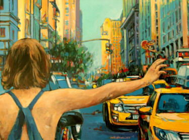 Pittura intitolato "New York" da Piotr Rembielinski, Opera d'arte originale, Olio