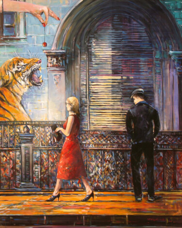 Pintura intitulada "Cherry tiger" por Piotr Rembielinski, Obras de arte originais, Acrílico