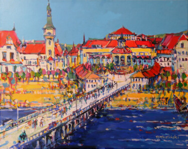 Peinture intitulée "Seaside resort Sopot" par Piotr Rembielinski, Œuvre d'art originale, Acrylique