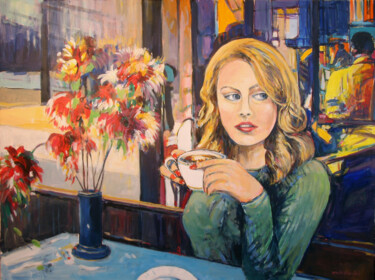 Painting titled "Morning coffee" by Piotr Rembielinski, Original Artwork, Acrylic