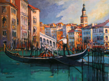 Malerei mit dem Titel "Venice, Canal Grande" von Piotr Rembielinski, Original-Kunstwerk, Acryl