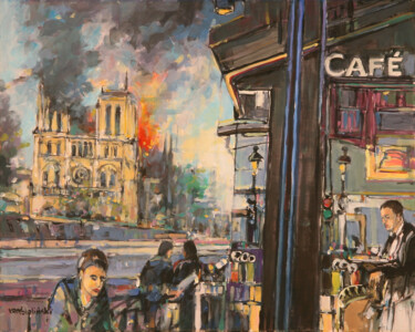 Malarstwo zatytułowany „Paris Notre Dame 15…” autorstwa Piotr Rembielinski, Oryginalna praca, Akryl