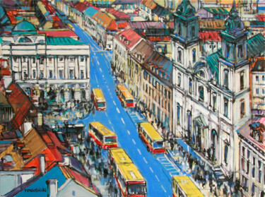 Peinture intitulée "Warsaw, Krakowskie…" par Piotr Rembielinski, Œuvre d'art originale, Acrylique