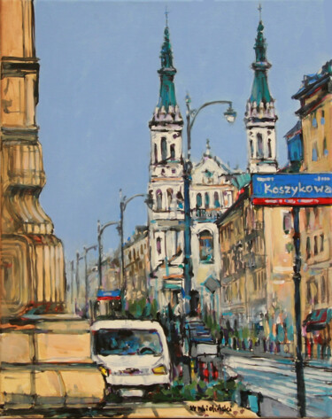 Painting titled "Warszawa, Marszalko…" by Piotr Rembielinski, Original Artwork, Acrylic