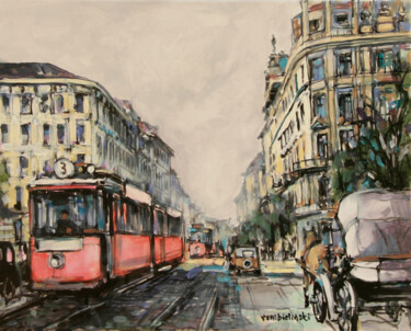 Painting titled "Warsaw, Marszalkows…" by Piotr Rembielinski, Original Artwork, Acrylic