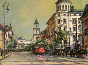 Schilderij getiteld "Warsaw, Krakowskie…" door Piotr Rembielinski, Origineel Kunstwerk, Acryl