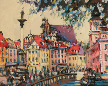 Painting titled "Warsaw, Royal Castl…" by Piotr Rembielinski, Original Artwork, Acrylic