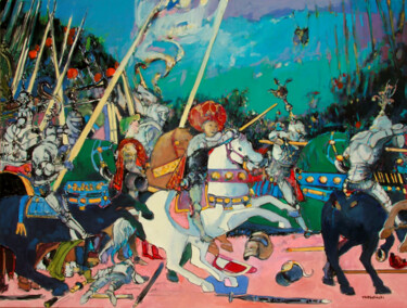 Painting titled "Battle of San Romano" by Piotr Rembielinski, Original Artwork, Acrylic