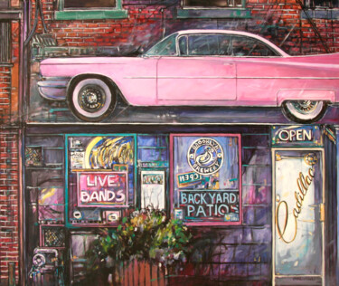 Painting titled "Caddy DeVille in th…" by Piotr Rembielinski, Original Artwork, Acrylic