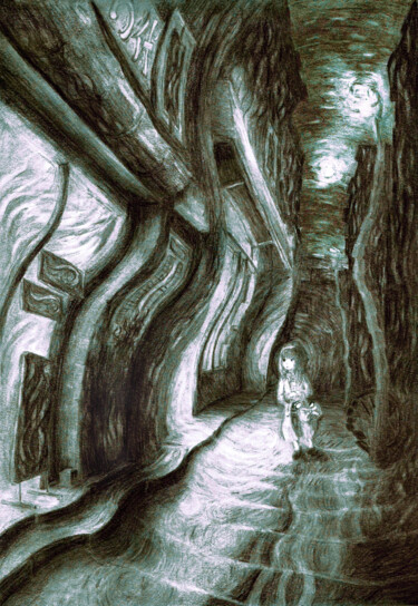 Maria in the City Drawing titled "Maria in the City" by Piotr Szerszynski, Original Art, Graphite