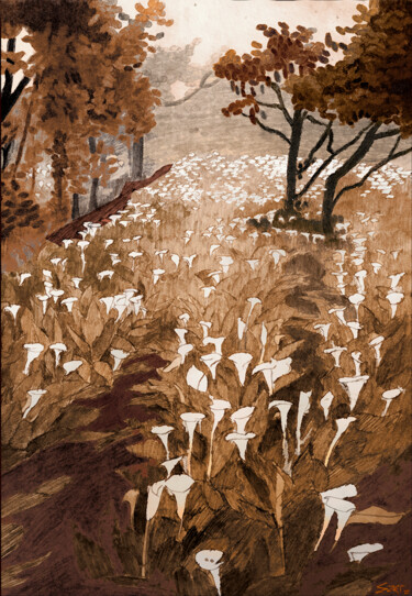 Dibujo titulada "Calla Lilies" por Piotr Szerszynski, Obra de arte original, Trabajo Digital 2D