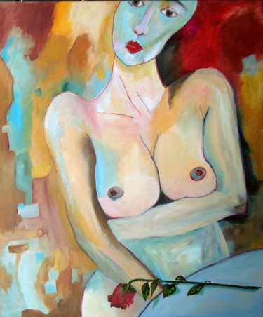 Painting titled "rozstanie" by Piotr Dryll, Original Artwork, Oil