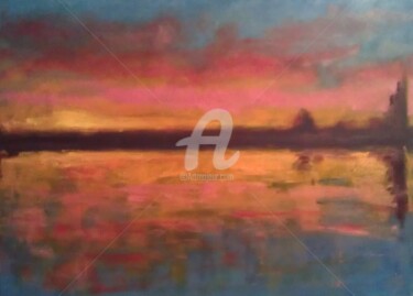 Painting titled "Sunset 2012" by Piotr, Original Artwork, Oil