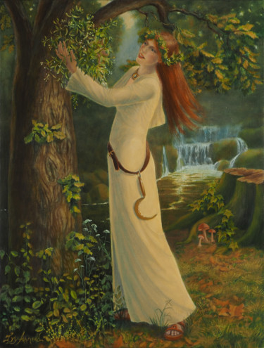 Painting titled "La druidesse" by Ivy Arnold, Original Artwork, Oil