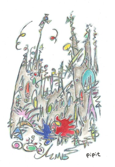 Schilderij getiteld "Sagrada Família" door Pipit Yamamoto, Origineel Kunstwerk, Acryl