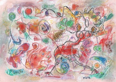 Pittura intitolato "Avec chat" da Pipit Yamamoto, Opera d'arte originale, Acrilico