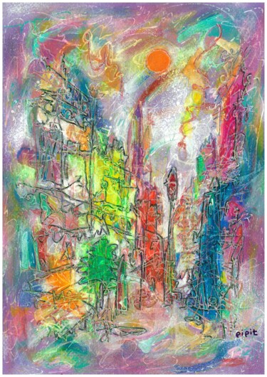 Painting titled "Unforgettable street" by Pipit Yamamoto, Original Artwork, Acrylic