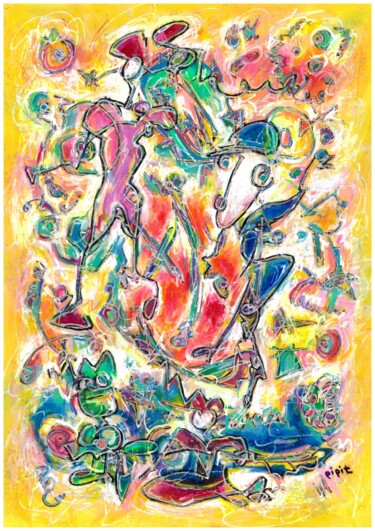 Pintura intitulada "Fairies enjoy a ref…" por Pipit Yamamoto, Obras de arte originais, Acrílico