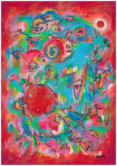 Pittura intitolato "Acrobatic coloring" da Pipit Yamamoto, Opera d'arte originale, Acrilico
