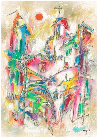 Pittura intitolato "House of rainbow" da Pipit Yamamoto, Opera d'arte originale, Acrilico