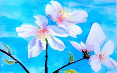 Peinture intitulée "flores de almendro" par Pipo Jost Nicolas, Œuvre d'art originale, Aquarelle