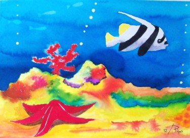 Painting titled "el pez y la estrella" by Pipo Jost Nicolas, Original Artwork, Watercolor