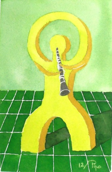 Painting titled "el clarinetista" by Pipo Jost Nicolas, Original Artwork, Watercolor