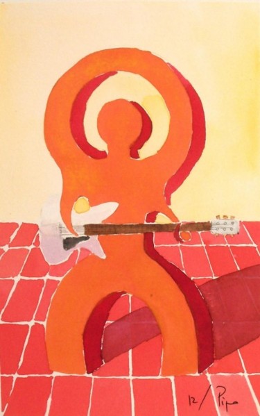 Peinture intitulée "el guitarrista de r…" par Pipo Jost Nicolas, Œuvre d'art originale, Aquarelle