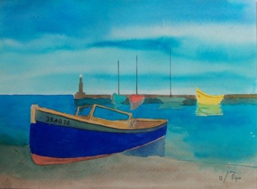 Painting titled "barcos" by Pipo Jost Nicolas, Original Artwork, Watercolor