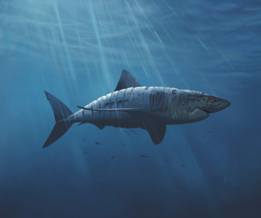 Arts numériques intitulée "Robot Shark" par Sébastien Pirat, Œuvre d'art originale, Peinture numérique