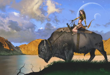 Arts numériques intitulée "Buffalo knight" par Sébastien Pirat, Œuvre d'art originale
