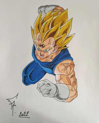 Disegno intitolato "Majin Végéta" da Frankie Pires De Sousa (FP), Opera d'arte originale, Pennarello