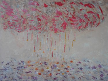 Peinture intitulée "Chant de la Pluie" par Piroska Fekete Fkt, Œuvre d'art originale, Acrylique