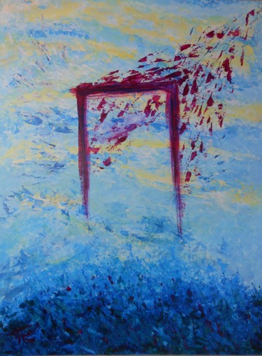 Painting titled "Les Portes du Ciel" by Piroska Fekete Fkt, Original Artwork, Acrylic Mounted on Wood Panel