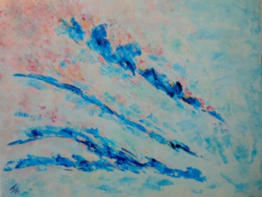 Painting titled "Nuages" by Piroska Fekete Fkt, Original Artwork, Acrylic Mounted on Wood Stretcher frame